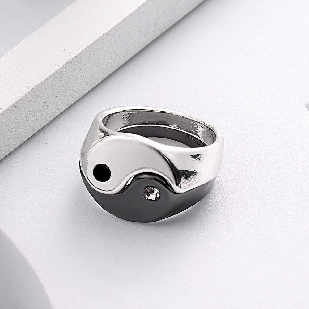 Một Cặp Nhẫn Đeo Ngón Tay Âm Dương Âm Dương Phong Cách Cổ Điển Đơn Giản Làm Quà Tặng Kỷ Niệm Cho Cặp Đôi