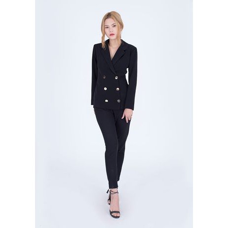 WALENTY - Blazer Dáng Ôm 6 khuy Đen