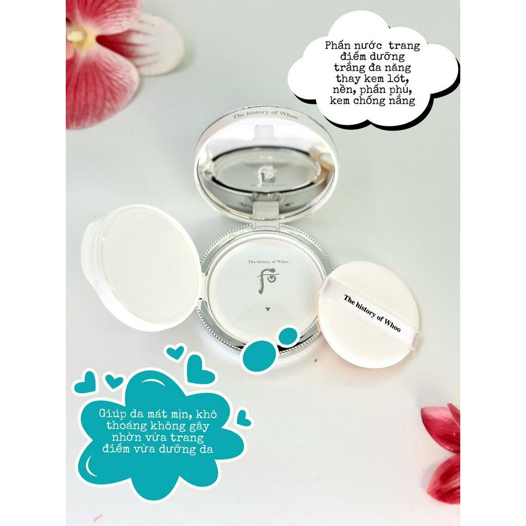 Set phấn nước cushion WHOO nâng tone dưỡng trắng da, che khuyết điểm hoàn hảo gồm 1 fullsize kèm 2 lõi và 1 son minisize
