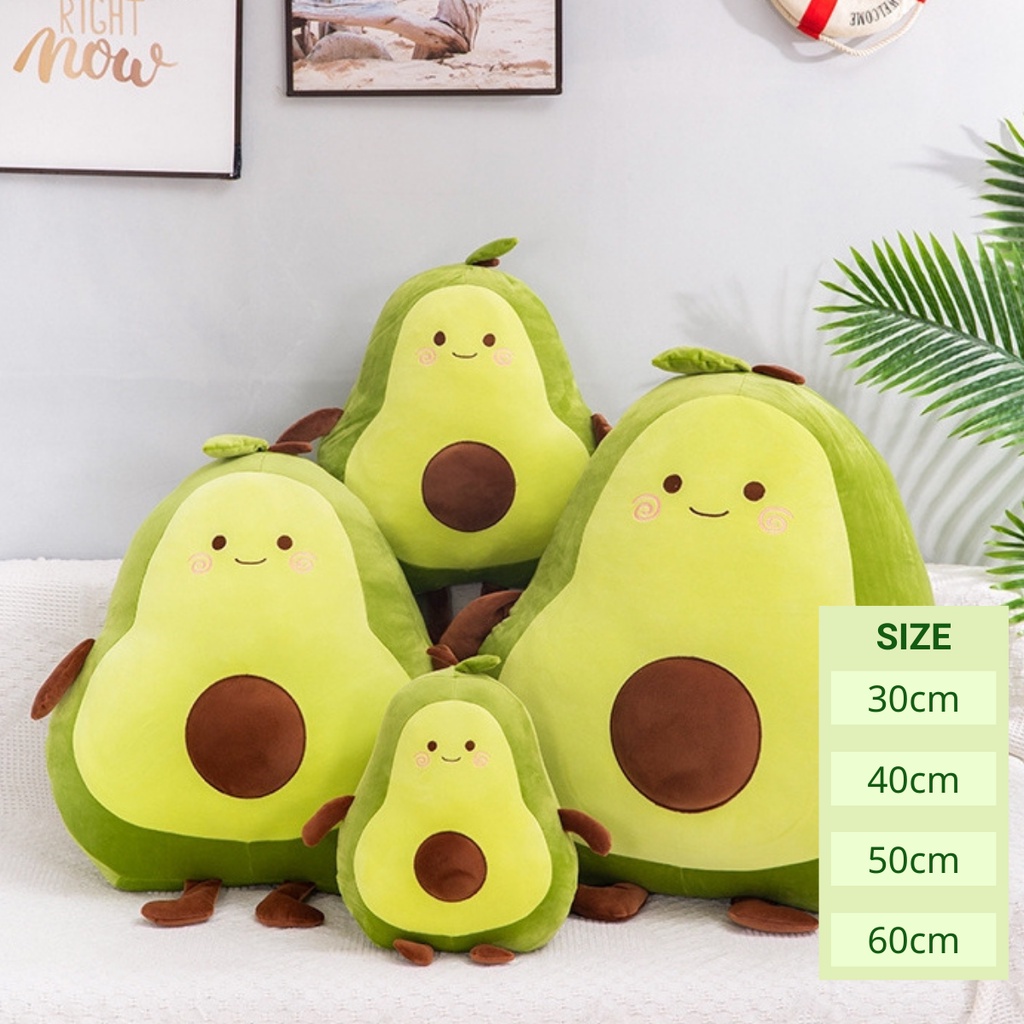 Gối Ôm Hình Thú Nhồi Bông HOMIES Hình Quả Bơ Chất Vải Nhung Mềm Mịn Siêu Đáng Yêu - Nhiều Kích Thước