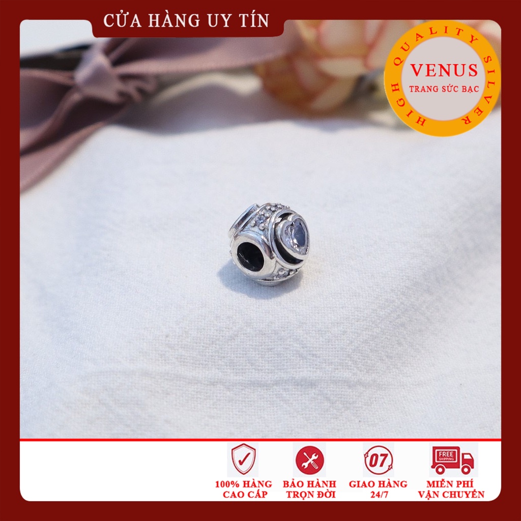 [Charm bạc 925 cao cấp] Charm cầu 3 tim trắng- Mã sản phẩm VENUSC3T