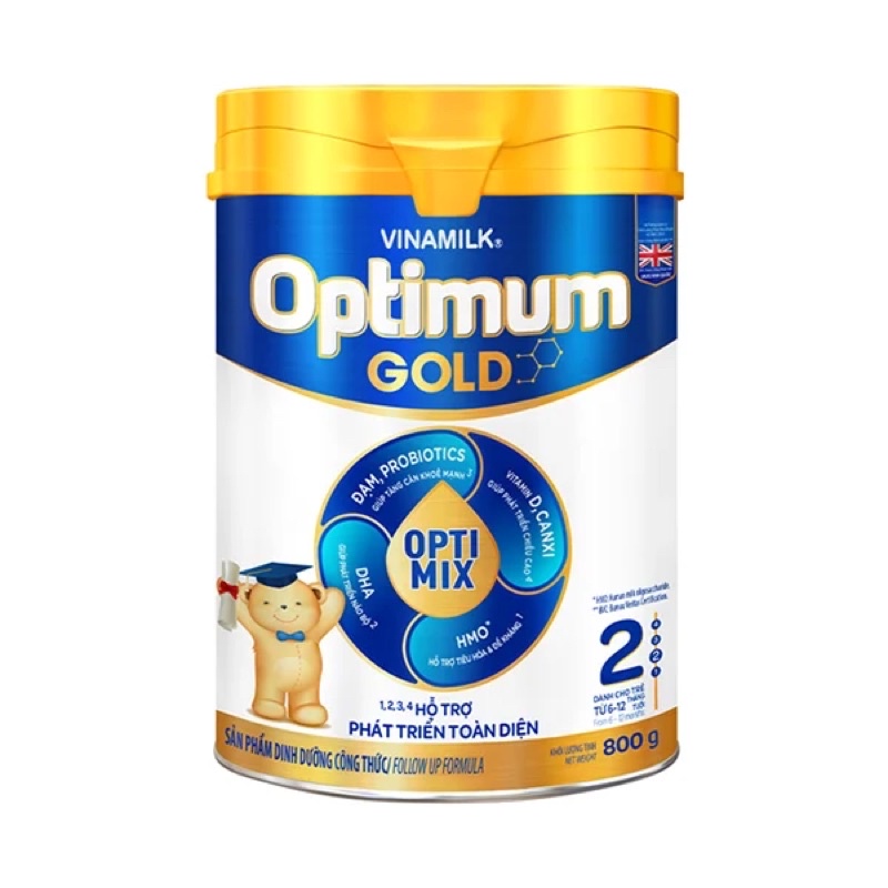 Tặng 1 chai sữa sữa tắm 60ml -  Sữa bột optimum gold số 2 800g - mẫu mới, date 2024