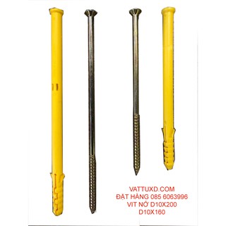 Vít Lắp Đặt M10x200mm có kèm nở nhựa (túi 50 vít)