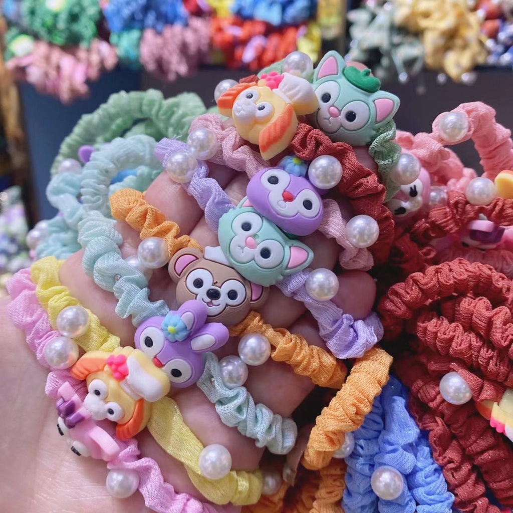 Dây cột tóc hạt châu đính icon Hàn Quốc - K524