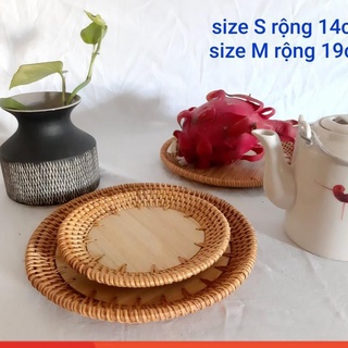 Tấm lót trang trí bàn ăn kết hợp mây và tre ,có ảnh thật