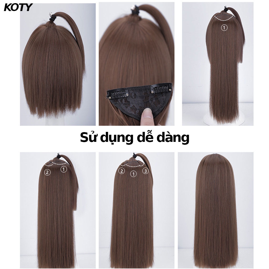 Set 3 tóc giả kẹp thẳng dài shop Koty, tóc kẹp phím nửa đầu cho nữ dễ sử dụng