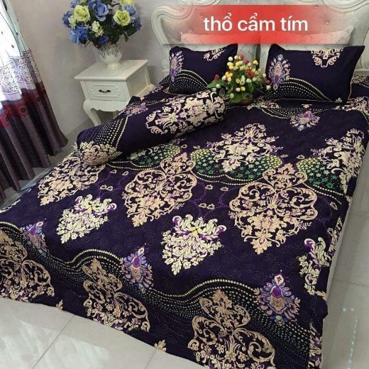 GA TRẢI GIƯỜNG POLY COTTON 1m8x2m MẪU TÙY CHỌN-mẫu hoàng gia trắng