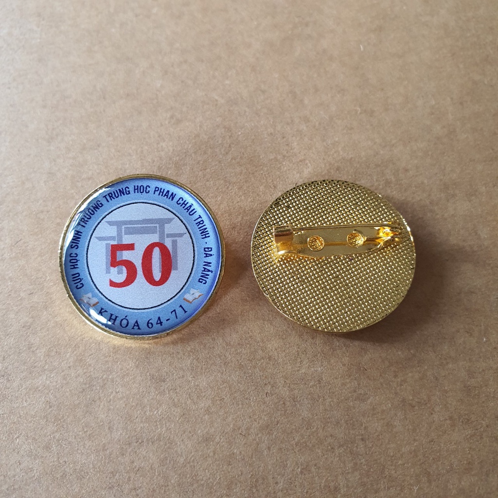 Huy hiệu cài áo, in logo -  kim loại 25mm
