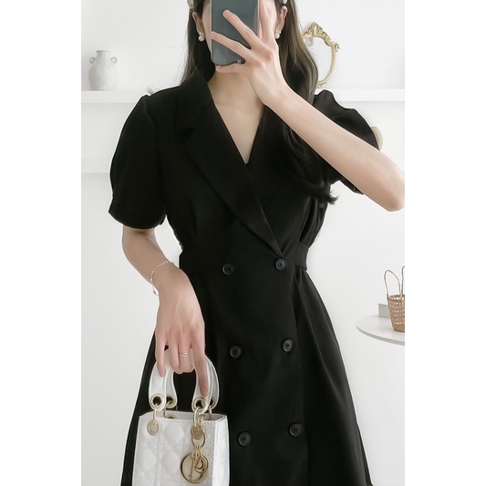 VÁY ĐEN THIẾT KẾ CỔ VEST CỰC XINH 003