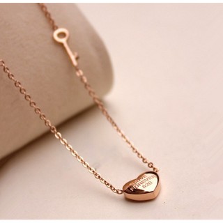 Dây chuyền titan chìa khóa trái tim mạ vàng 14k
