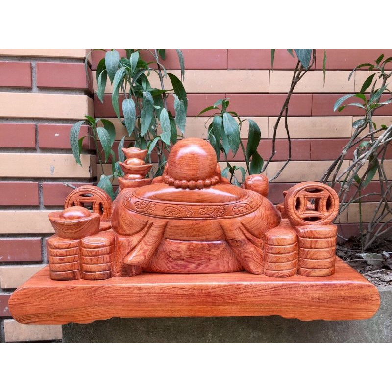 Tượng phật di lặc kim tiền ngồi gỗ hương 50cm