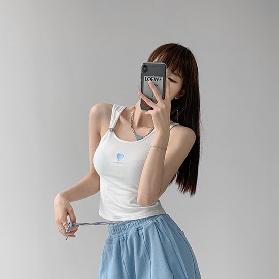 Áo hai dây ZHELIHANGFEI lưng cao thêu họa tiết xinh xắn thời trang dành cho nữ