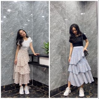 CHÂN VÁY LỤA XẾP TẦNG BÈO XINH XẮN CHO NÀNG SỐNG ẢO