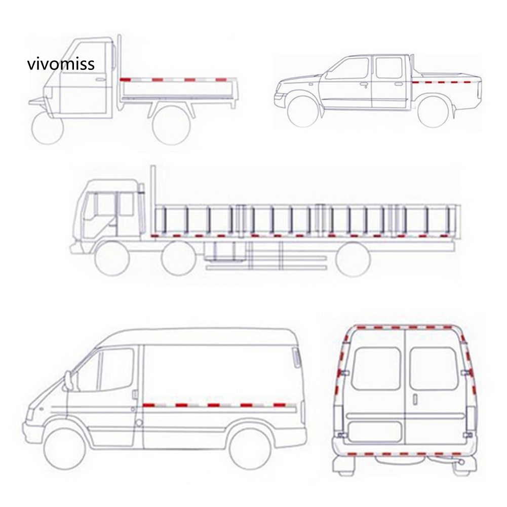 Bộ 10 nhãn dán phản quang màu đỏ trắng cảnh báo an toàn cho xe tải