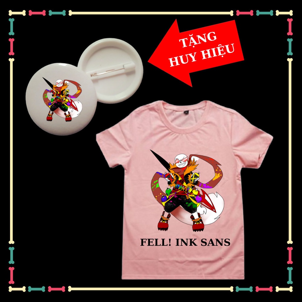 Áo thun trẻ em mẫu Fell inks sans siêu ngầu, đủ size áo, kèm huy hiệu ink sans