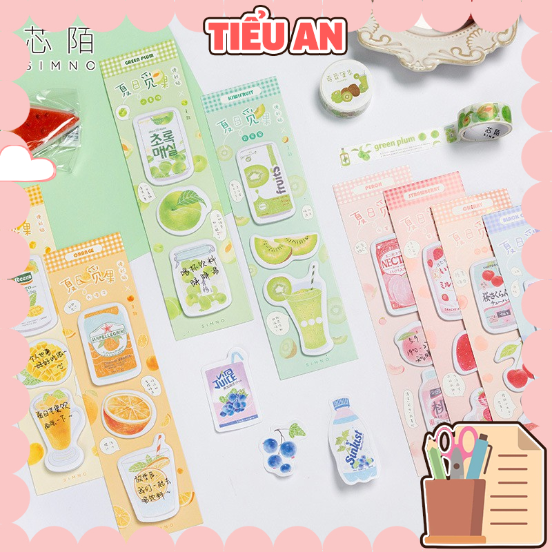 Bộ Giấy Note Sticker Hình Nước Ép (Bộ 3 Món - 60 Tờ)