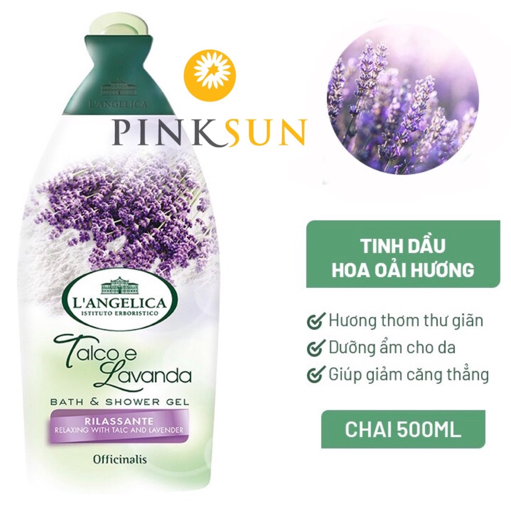 Sữa Tắm Thảo Dược L'angelica Ý_Trắng Da, Dưỡng Ẩm, Mềm Mịn Da, Thơm Lâu - Chai 500ML