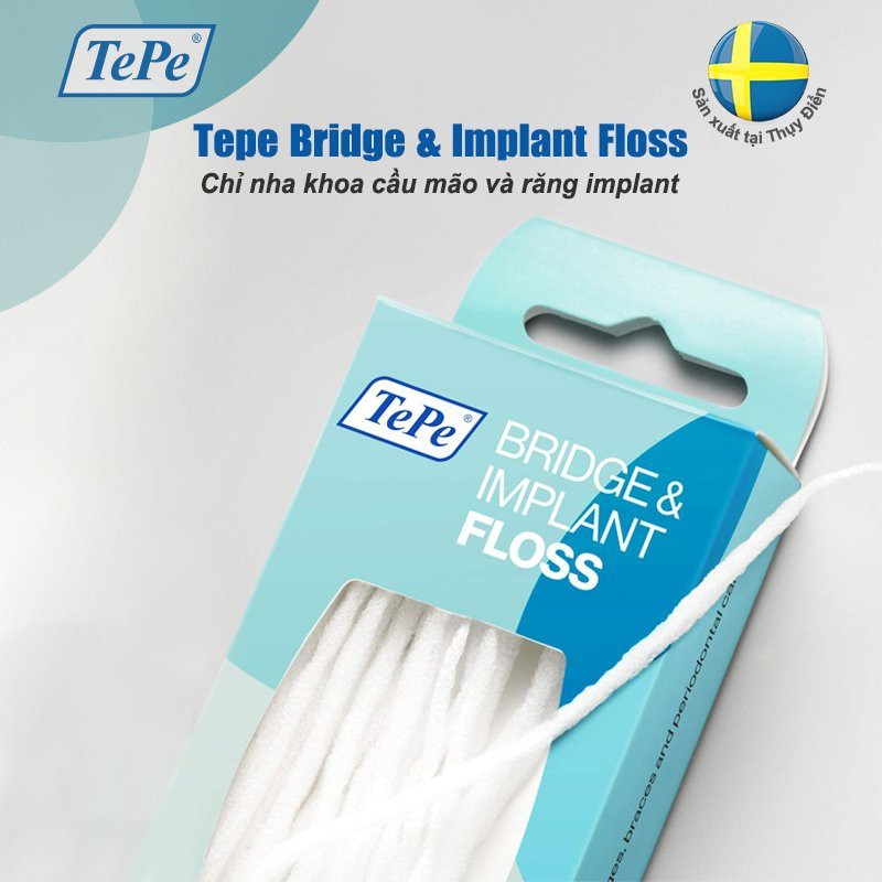 Chỉ nha khoa cho răng Implant và cầu mão răng Tepe Bridge Implant Floss