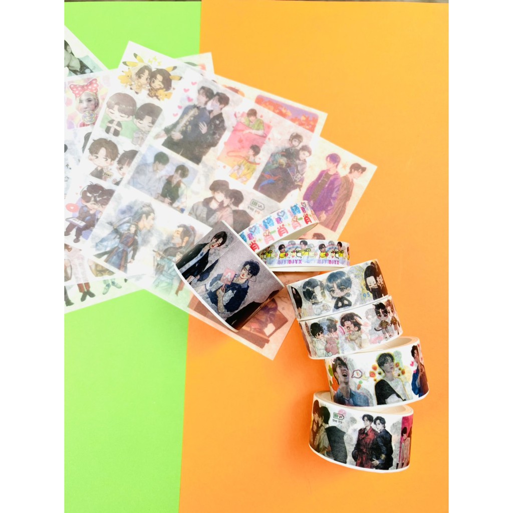 Băng dính Ảnh dán BÁC QUÂN NHẤT TIÊU Tiêu Chiến Vương Nhất Bác idol thần tượng sticker watashi tap trang trí xinh xắn