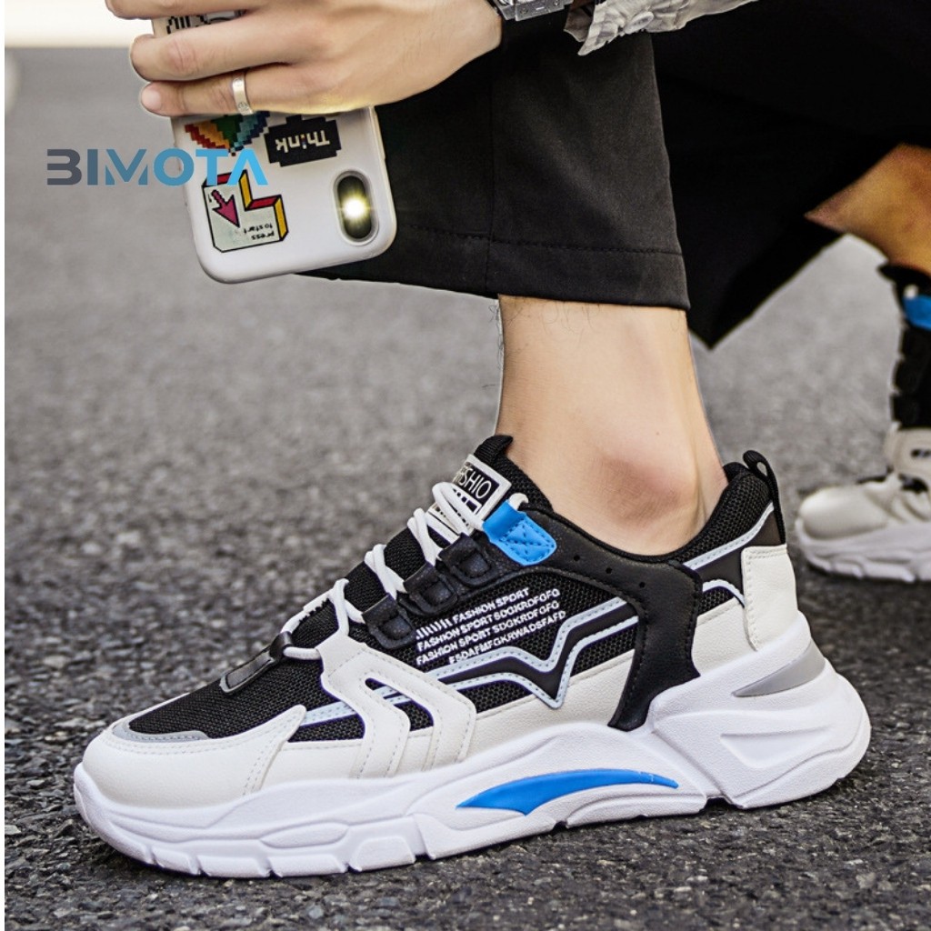 Giày thể thao nam Ulzzang dây buộc cổ thấp vải mềm thoáng chân cá tính size 39 đến 43 BIMOTA G42