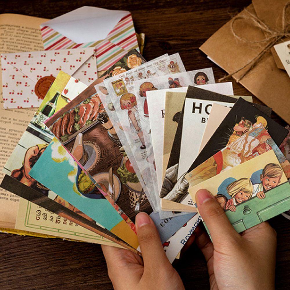 Set 30 Thẻ Giấy Dán Trang Trí Nhật Ký Phong Cách Vintage