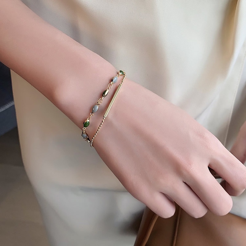 Vòng Tay Đính Đá Phong Cách Pháp Đơn Giản Cho Nữ