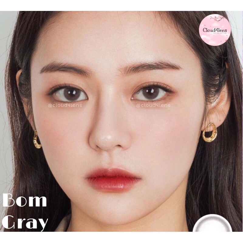 kính áp tròng XÁM TRO giãn nhẹ tự nhiên BOM GRAY LENS cận 0-6 độ HSD 6 tháng