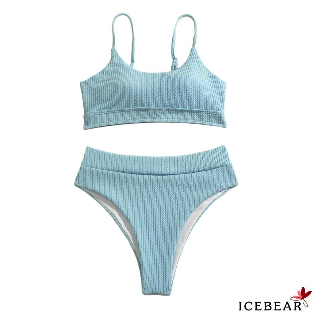 Bộ Đồ Bơi 2 Mảnh Màu Trơn Thời Trang Cho Nữ