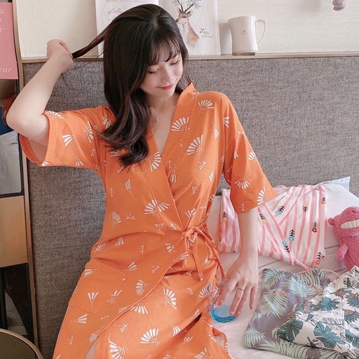 Áo choàng ngủ nữ cotton 🌿 Kimono ngủ mặc nhà nhiều họa tiết dễ thương 🌿 IVY014