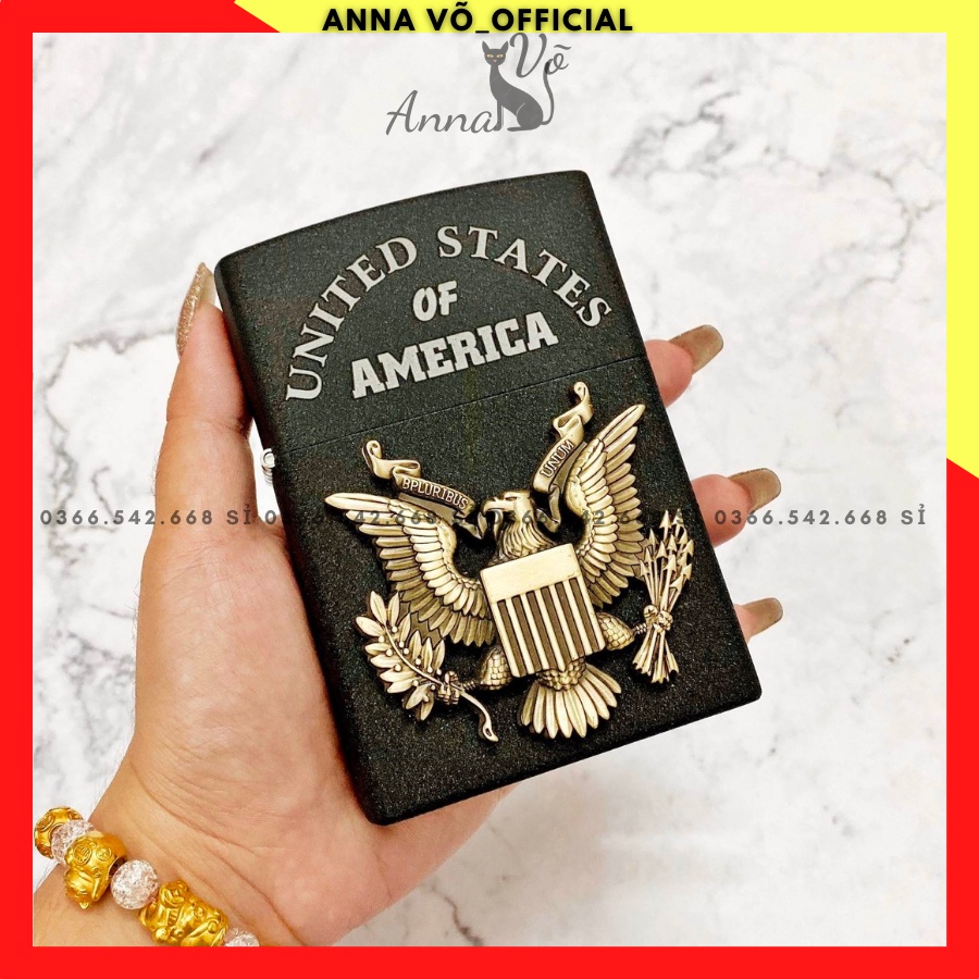 Hột-𝙌𝙪𝙚̣𝙩-𝘽𝙖̣̂𝙩-𝙇𝙪̛̉𝙖 𝒁𝒊𝒑𝒑𝒐 khổng lồ đen nhám hình logo Mỹ UNITED STATES of AMERICA FULLBOX - 𝒁𝒊𝒑𝒑𝒐 ANNA VÕ ZPKL01 TD