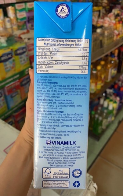 Sữa Giảm 50% Béo Flex Vinamilk Không Đường 1Lít