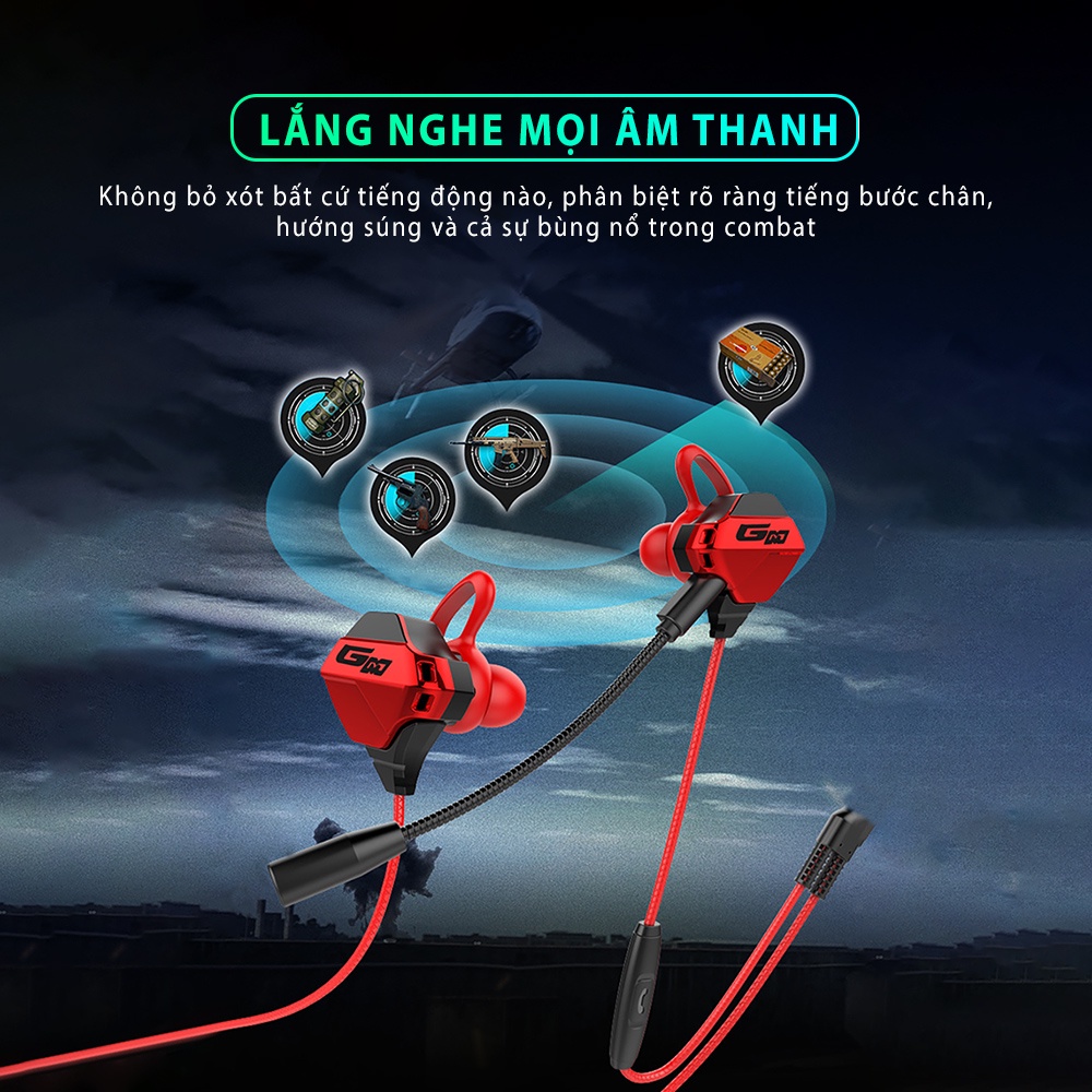 Tai nghe gaming cho điện thoại MEMO G-Pro thiết kế công thái học âm thanh sống động micro 360 độ chơi game FF TỐC CHIẾN