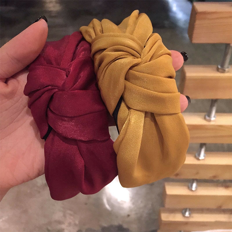 Băng đô cài tóc màu trơn thắt nút phong cách Hàn Quốc xinh xắn cho nữ