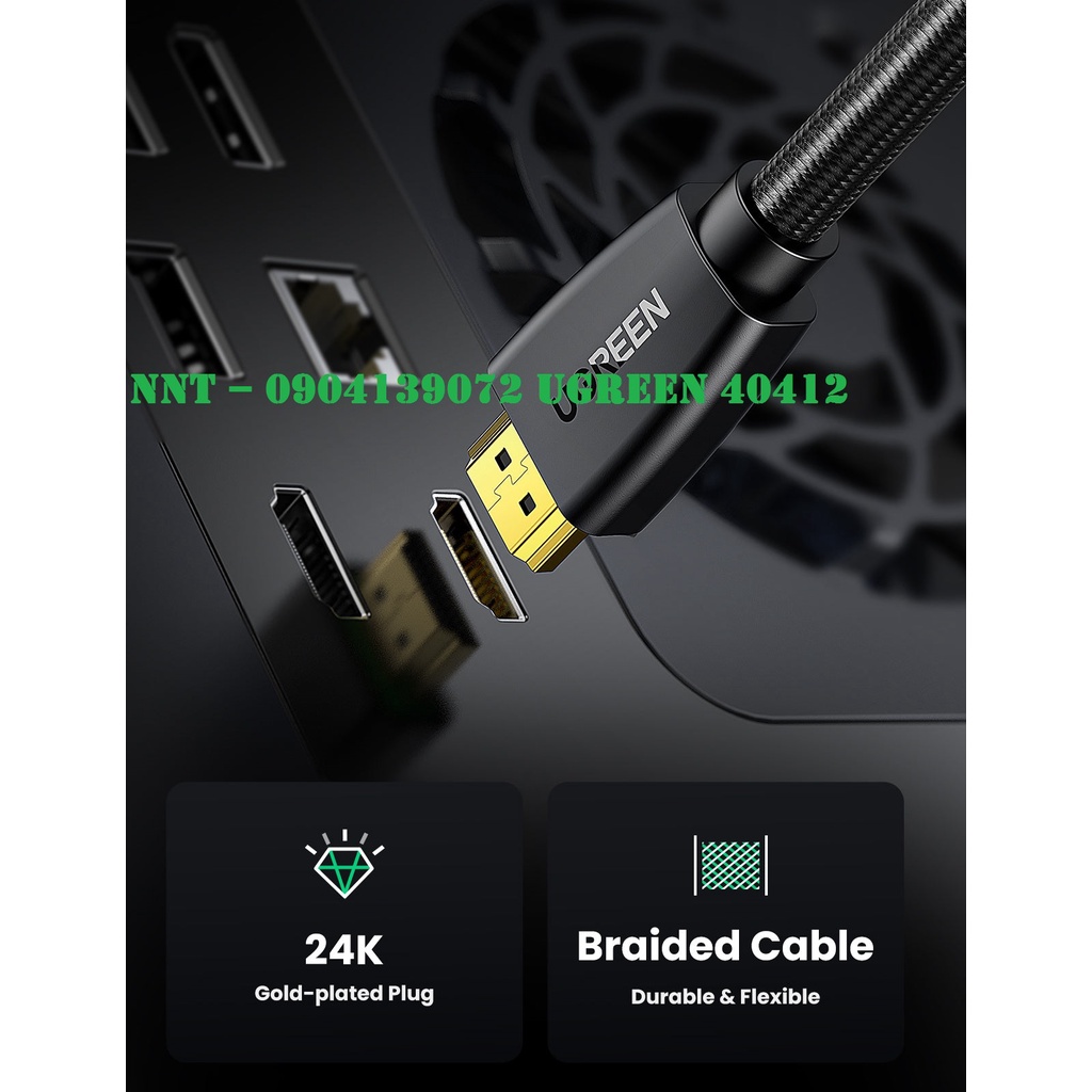 Cáp HDMI 2.0 dài 5m hỗ trợ full HD 4Kx2K chính hãng Ugreen 40412 cao cấp chính hãng