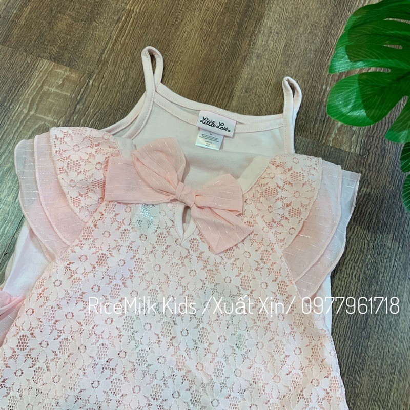 Bộ Cho Bé Gái Xuất Dư 3 Chi Tiết Hồng Nơ