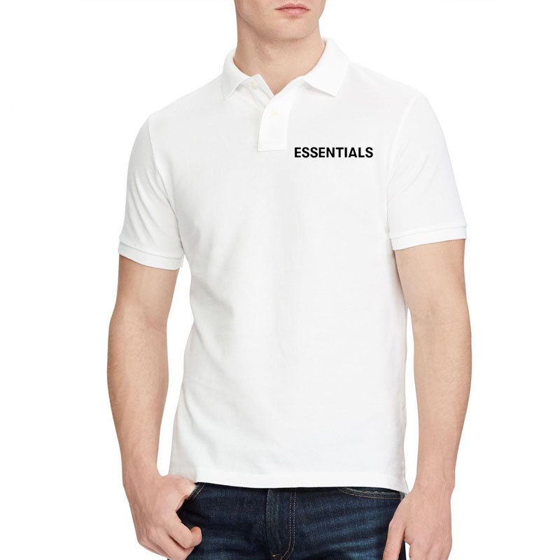 ÁO THUN POLO CẶP IN HÌNH ESSENTIALS CỔ TRỤ 2 MÀU TRẮNG ĐEN UNISEX NAM NỮ,1993CLOTHINGG