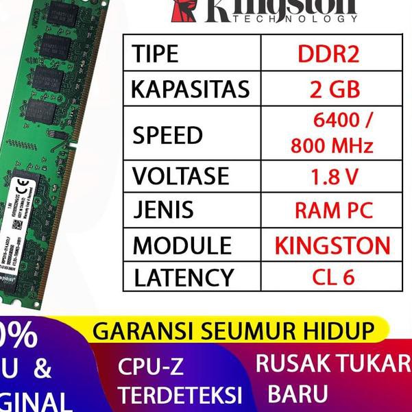 Ram Kingston Ddr2 Pc Ram 2gb 6400 / 800 Mhz 1.8v 2gb