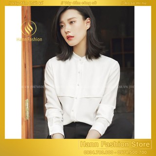 Áo sơ mi nữ tay dài cổ trụ