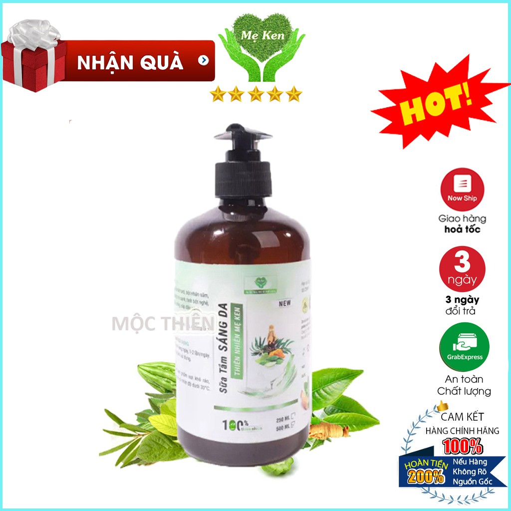 Sữa tắm body sáng da thảo mộc Mẹ Ken 500ml, dưỡng ẩm, trắng mịn body