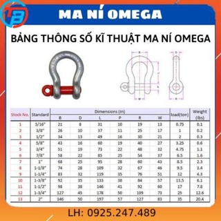 Ma ní cẩu 4,75 tấn, ma ní omega chốt vặn ren - kim khí vattuvina cáp thép thủ đức