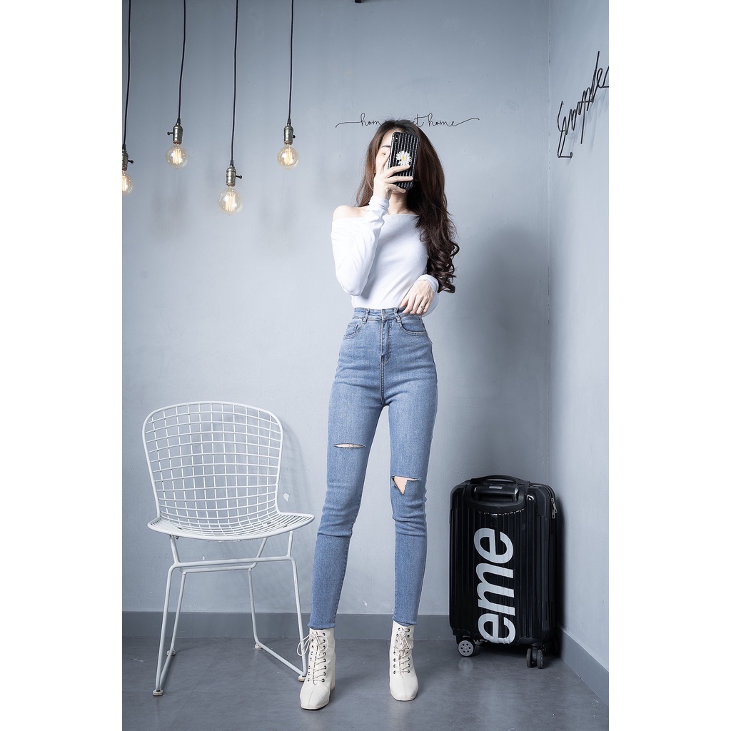 Quần Jean Co Giãn Skinny Lưng Cao Tôn Dáng Lưng Kiểu Sành Điệu ẢNH THẬT | BigBuy360 - bigbuy360.vn