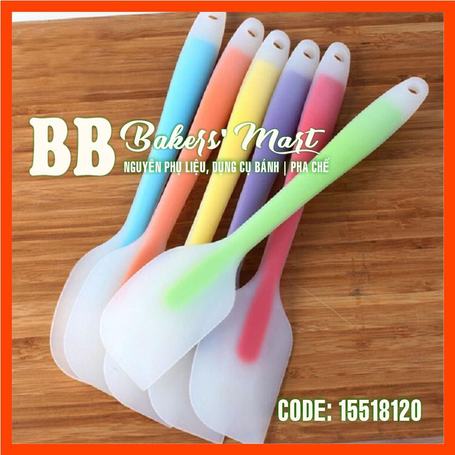 LÕI MÀU NHỎ 20.5cm - CÂY PHỚI VÉT Spatula dẹt trộn bột silicone đúc liền  (GIAO MÀU SẮC NGẪU NHIÊN)