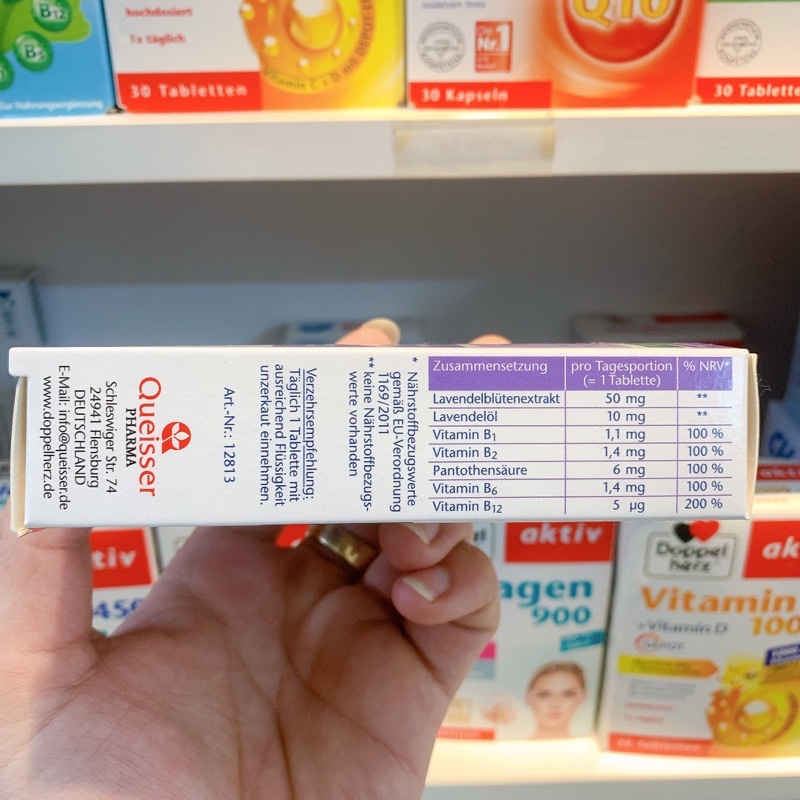 VIÊN UỐNG NGỦ NGON LAVENDEL EXTRAKT +ÖL DOPPELHERZ AKTIV - Hộp 30 viên - Hàng nội địa Đức