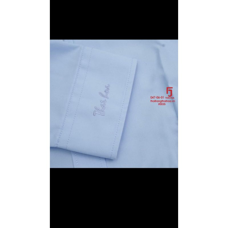 Áo sơ mi nữ Thái Hòa màu xanh dương trơn mã 047 vải kate
