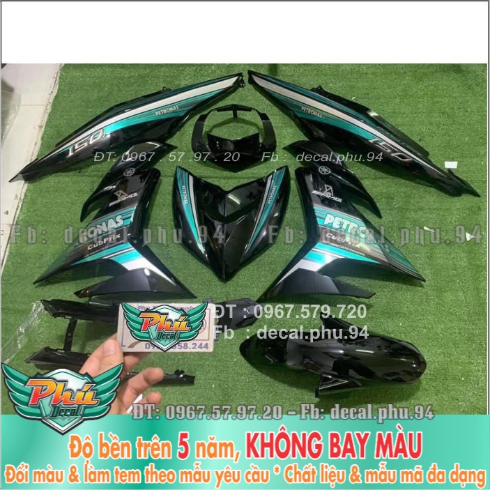Tem rời Exciter 150 Petronas trắng xanh (X) -1