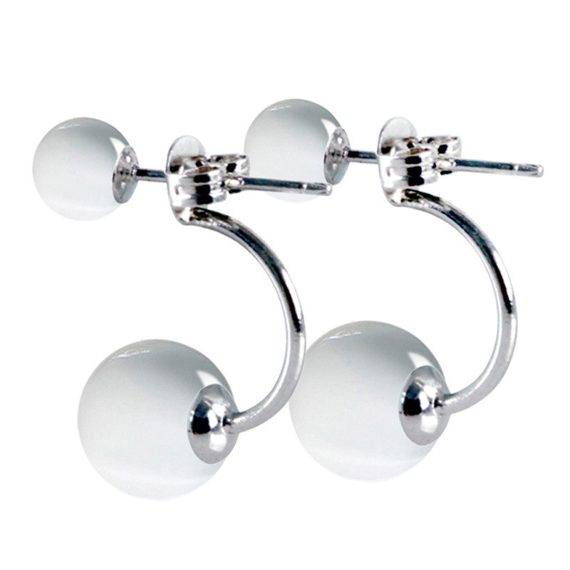 Đôi Khuyên Tai Mạ Bạc Đính Đá Phong Cách Hàn Quốc Cho Nữ