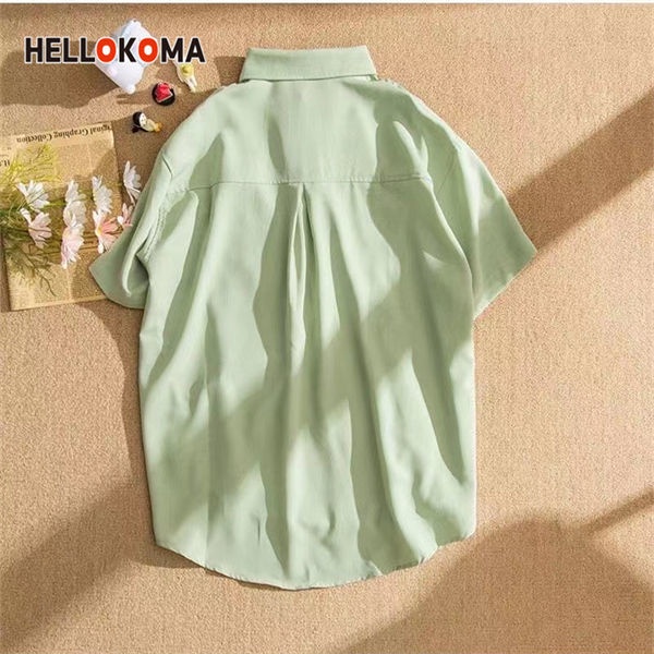 Áo Sơ Mi Ngắn Tay Thêu Hình Gấu Phong Cách Retro Cho Nữ