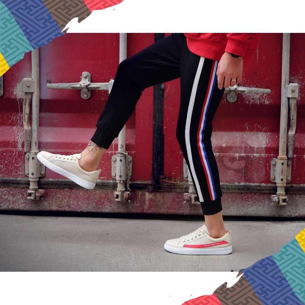 =SHOES IS ONE= [FULLBOX] GIẦY SNEAKER DA G2 SPORT FASHION ( TRẮNG SỮA KẺ ĐỎ ) Thể Thao Nam 2019 HOT TREND HOT TREND