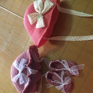 Set giày mũ và mũ ajuma bé gái