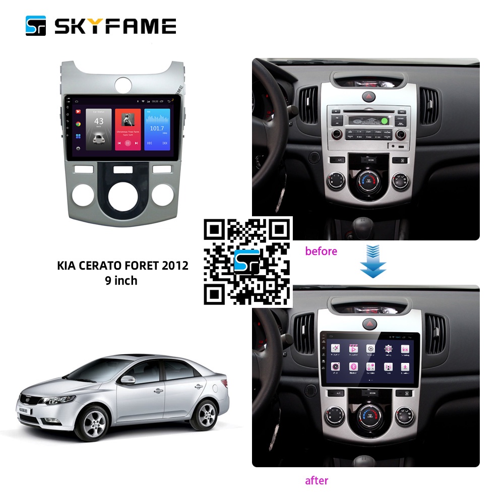 Mặt dưỡng màn hình DVD android 9” 10” KIA FORTE  2008 2009 2010 2011 2012 2013 Jack nguồn Zin